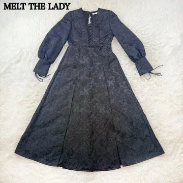 meltthelady 플라워 자카드 롱 드레스 꽃무늬 블랙