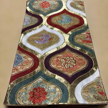 여섯 가지 무늬의 후쿠로 오비 순수 실크 봉황과 꽃 자수 4m 40cm