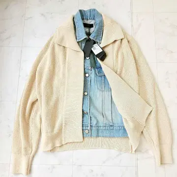 [택 포함 새상품] MICALLE MICALLE 데님 도킹 니트 가디건