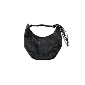 woven leather croissant bag