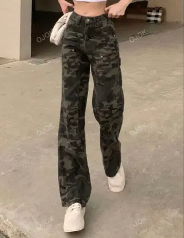 SHEIN 카모 스트레이트 레그 청바지 F