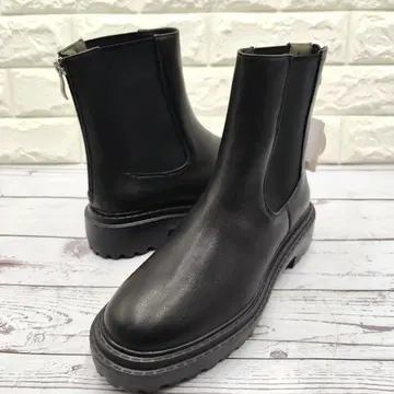 미사용 택 포함 BAYFLOW 통굽 사이드 고어 부츠 L 백 지퍼 블랙