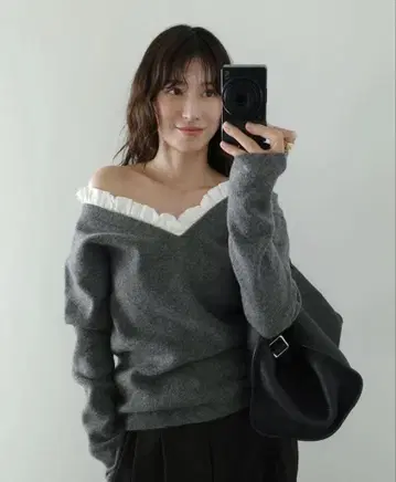 CLANE 2WAY FRILL V NECK KNIT TOPS