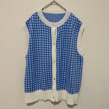 PERSON'S NOBUO IKEDA 니트 베스트 체크 무늬