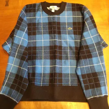 LACOSTE 체크 무늬 긴팔 스웨터 36