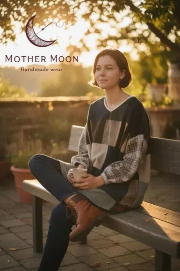 핸드메이드 handmade 울 패치워크 넥 레이스 풀오버