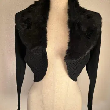 블랙 퍼 크롭 가디건