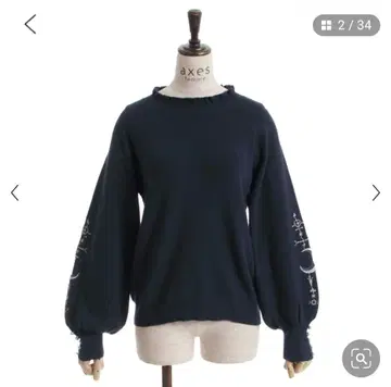 axes femme 녹턴 자수 니트 네이비