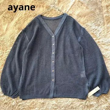 아얀 ayane AYANE 메쉬 가디건 골드 버튼 다크 블루 M