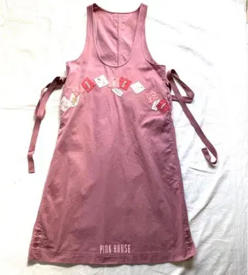 핑크하우스 오버롤 스커트 와펜 핑크