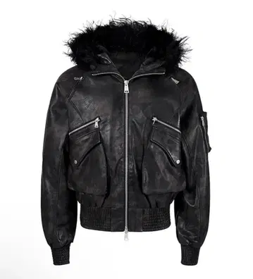 CATSSTAC 가죽 퍼 더블 지퍼 자켓 -M 사이즈-