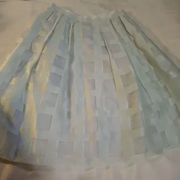 폭시 실크 혼방 민트 그린 플레어 스커트 38