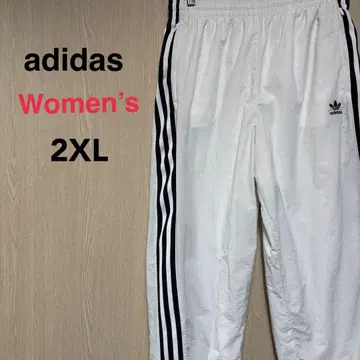 아디다스 오리지널 저지 팬츠 여성용 2XL 화이트 자수 로고