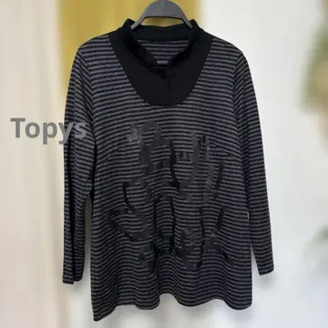 스트라이프 하이넥 튜닉