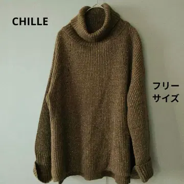 브라운 터틀넥 스웨터 오버 사이즈 프리 사이즈