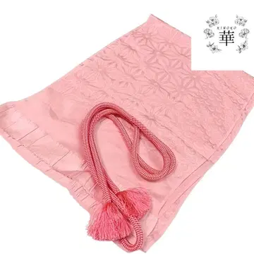 W 허리띠 세트 오비 장식 천 마름모 무늬 파랑 바다 물결 무늬 핑크