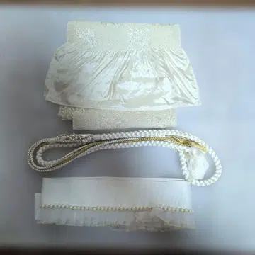 허리띠, 오비 장식 천, 레이어트 카라 아이보리 펄 프릴 세트