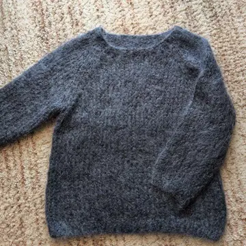 그레이 모헤어 혼합 긴팔 스웨터