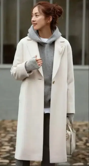 23구 울 캐시미어 비버 체스터 코트 S