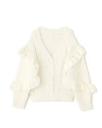 JILLbyJILLSTUART 프릴 장식 화이트 니트 가디건