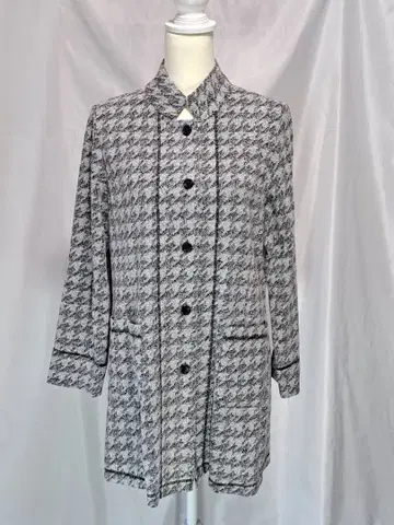 하운드 투스 패턴 코트