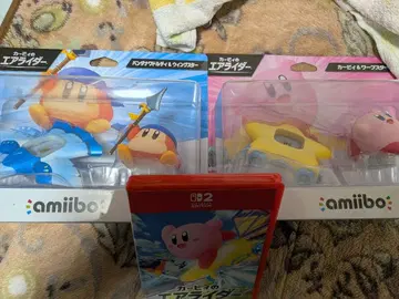 커비 에어 라이더 amiibo 피규어 2체 세트 + 게임 소프트