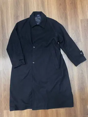 블랙 롱 코트 울 혼방 어반 리서치