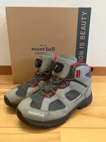 mont-bell 등산화 BOA 시스템 그레이/레드 23cm