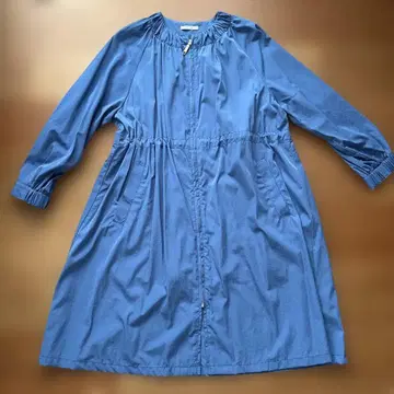 KEYUKA 노카라 개더 발수 코트 블루 계열