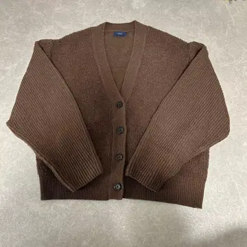 쉽스 파일 짜임 콤비 가디건 브라운 새상품급