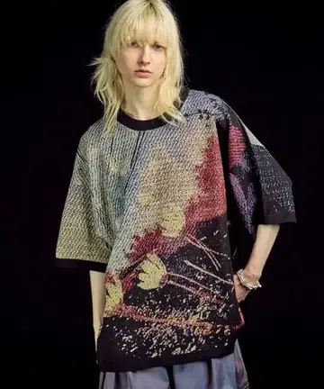 즉시 결제 단종 레어 MAISON SPECIAL 꽃무늬 니트 T셔츠