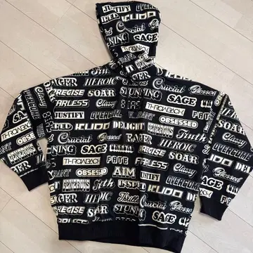 WEGO 로고 프린트 블랙 후드티 M