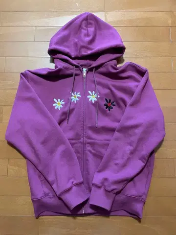 LABROS 라브로스 퍼플 플라워 자수 후디 L