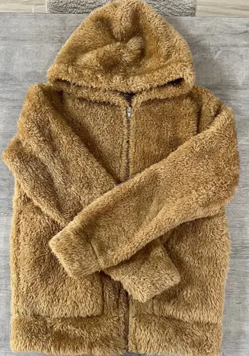 Champion 플리스 후드티 Medium 베이지