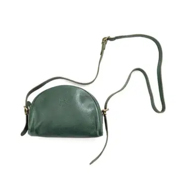 레어 IL BISONTE 짙은 녹색 가죽 아치형 숄더백 이탈리아제