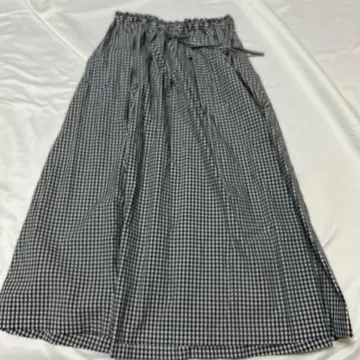 깅엄 체크 스커트 네이비