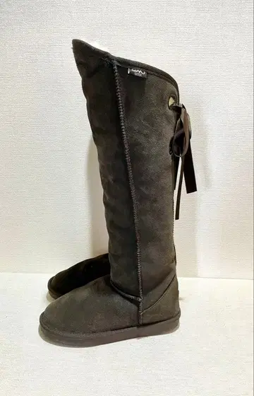 emu 무스탕 니하이 부츠 브라운 리본 사양 롱 보아 스웨이드