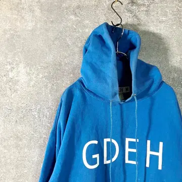 GDEH 블루 후드티 풀오버 로고 프린트 트레이닝복