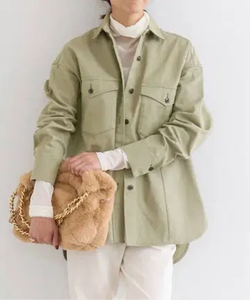 IENA 이에나 food tex 밀리터리 셔츠 카키 올리브 긴팔 셔츠