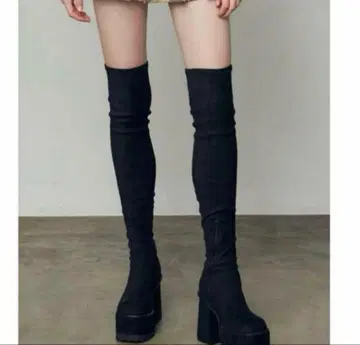 EMODA 스퀘어 탱크 롱 부츠 블랙 M 사이즈