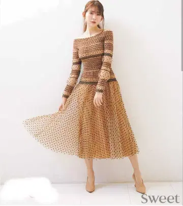 셀프 포트레이트 코지하루 착용 도트 튤 드레스 원피스