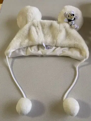 미키 귀도리 모자 58cm 화이트