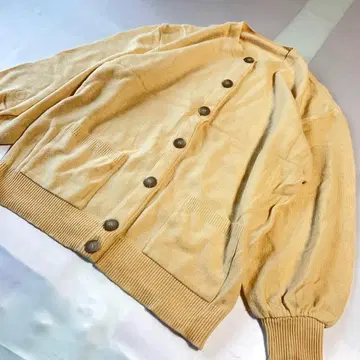 40 캐시미어 100% 폭시 부티크 가디건 긴팔 리브 소매 일본제