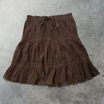 Theory 제 띠어리 캉캉 스커트 브라운 허리밴딩