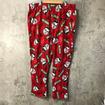 B1002 구제 의류 패턴 팬츠 파자마 팬츠 빨간색 90s Y2K