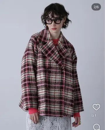 ROSEBUD 체크 트위드 코트