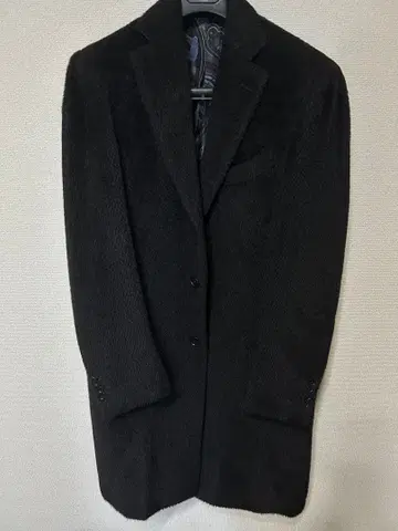 새상품급 ETRO 블랙 체스터 코트 알파카 48