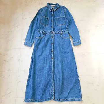 [레어] 빅 사이즈 ZARA 자라 데님 롱 원피스 인디고