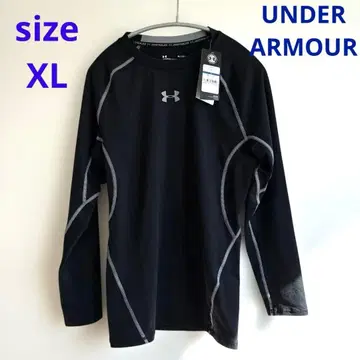 새상품 언더아머 블랙 남성용 XL 크루넥 긴팔 언더셔츠