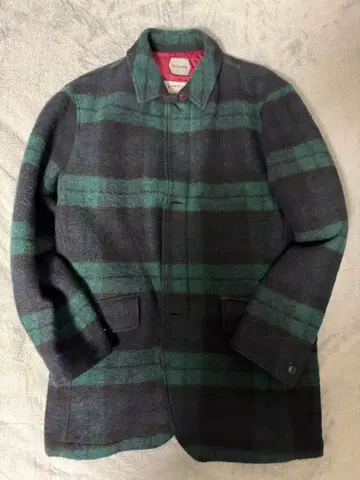 DoCLASSE 그린 블랙 체크 울 코트 자켓